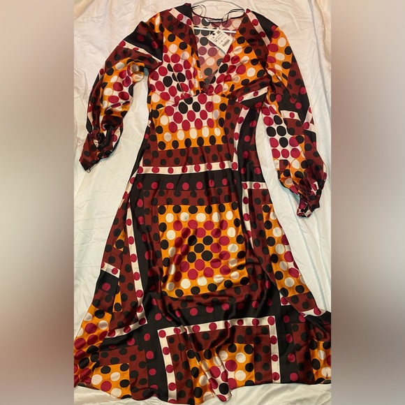 Zara Women Multicoloured polka dot print midi dress - Picture 2 of 5